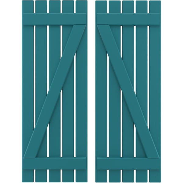 Ekena Millwork Americraft 5-Board (2 Batten) Wood Spaced Board-n-Batten Shutters w/ Z-Bar, ARW102SB519X77ANH, PR ARW102SB519X77ANH - main